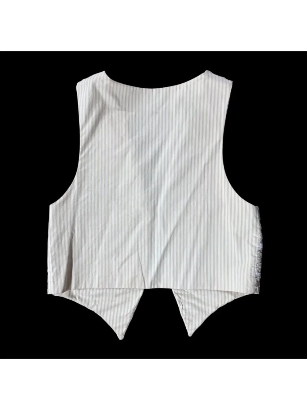 Handmade Vest Woven Daisy Accents Floral Open Front Beige Cream Yellow Flowers - Picture 3 of 5